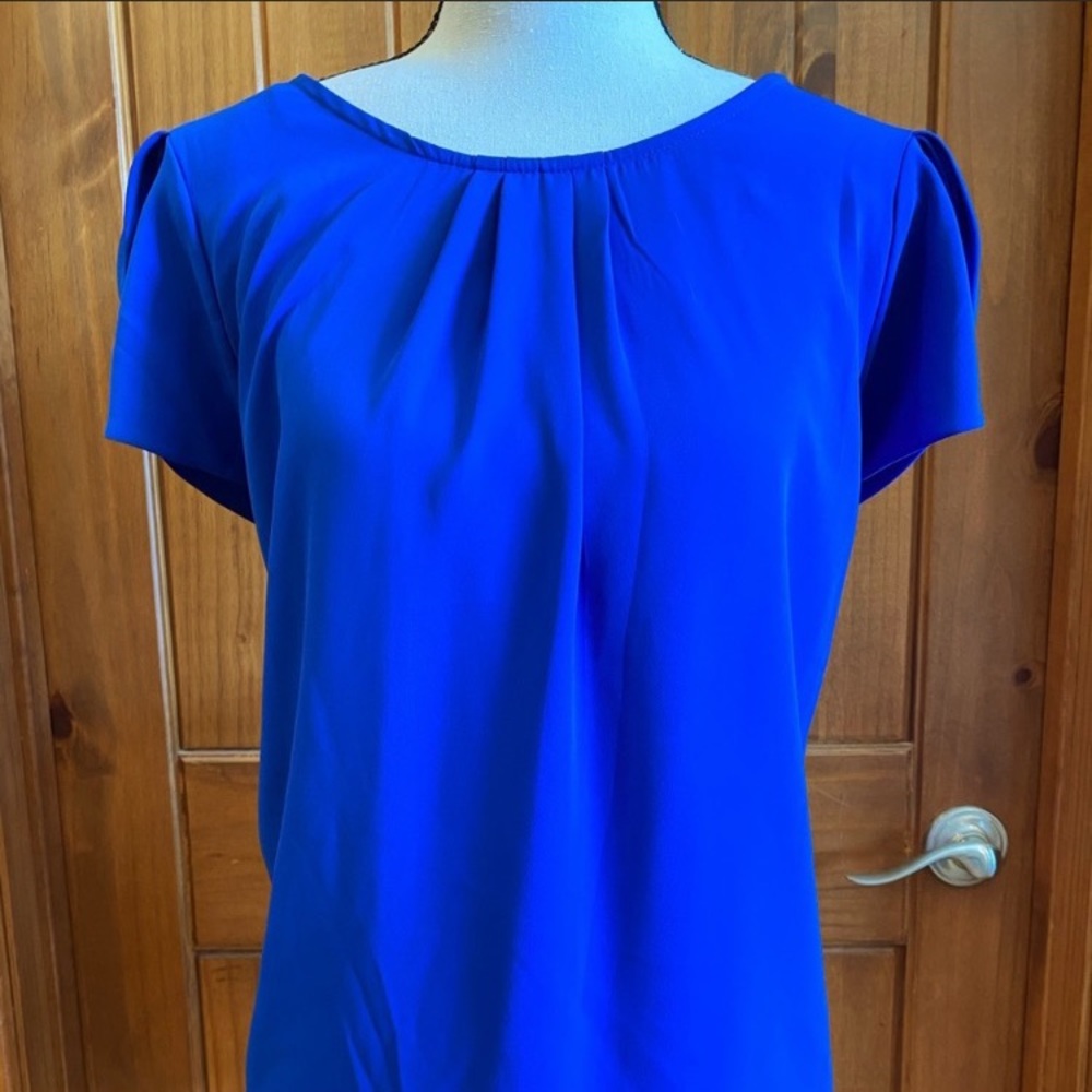 Papermoon Electric Blue Short Sleeve Pleated Top